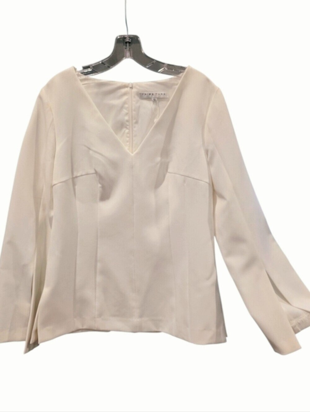 Trina Turk Legendary Winter White Crepe Split Sleeve Top Size 10